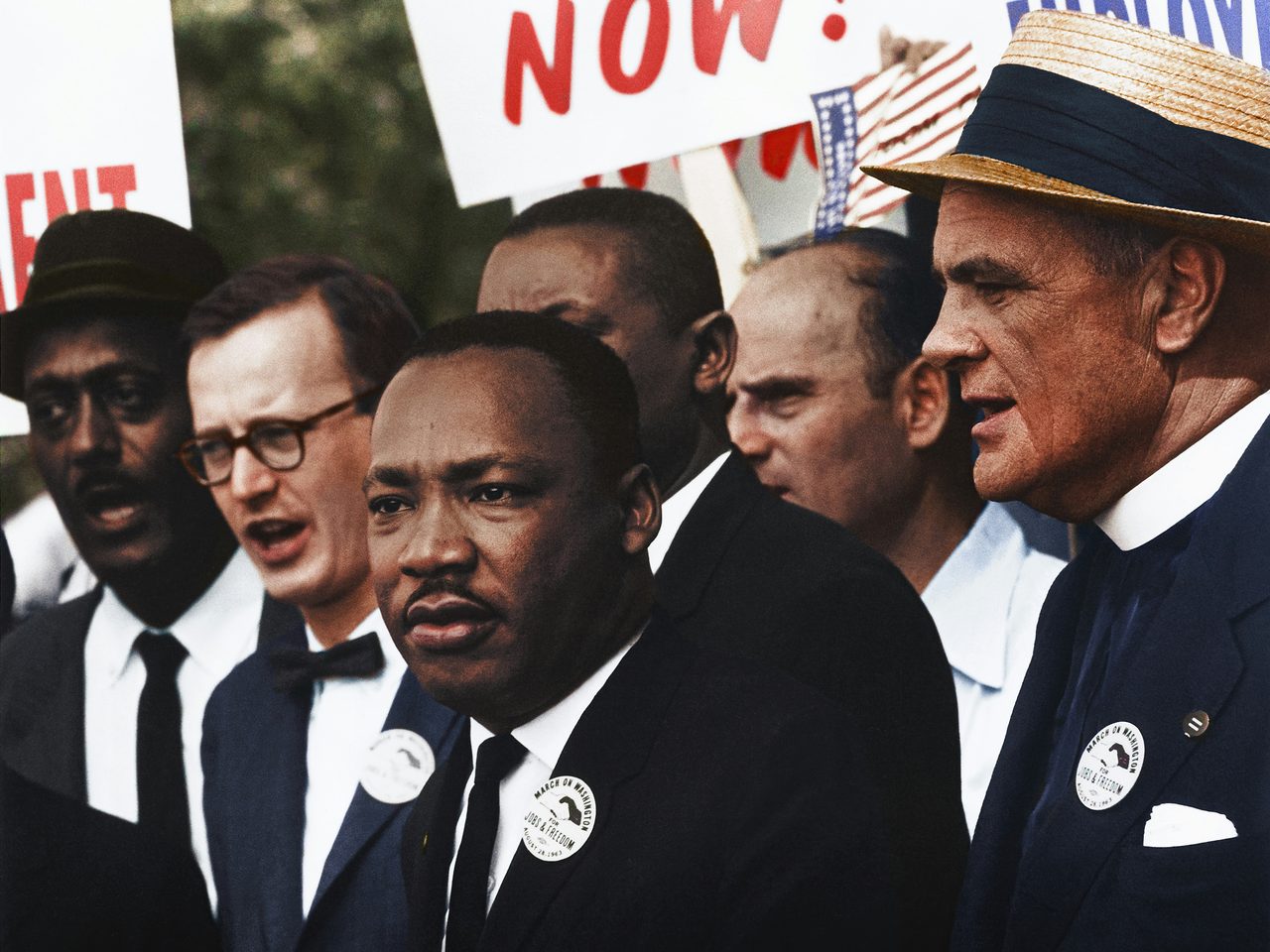 Civil rights leaders, including Dr. Martin Luther King Jr., at the 1963 March on Washington for Jobs and Freedom